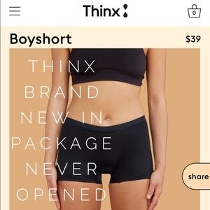 NEW Thinx Boyshort NEVER OPENED Large Black